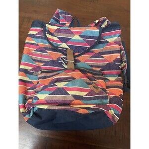 Roxy Multicolored Backpack Book Bag Bohemian Style Triangle Stripes Southwest